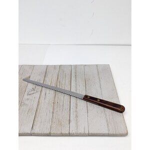 Ekco Viscount Stainless Bread Knife Wood Handle 9" Blade 14-1/4" Long USA